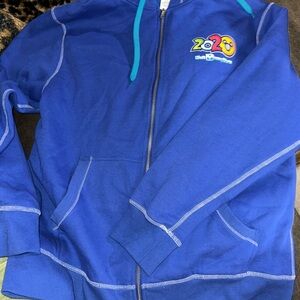 Disney Blue Zip Up Sweater with Stand-Up Collar